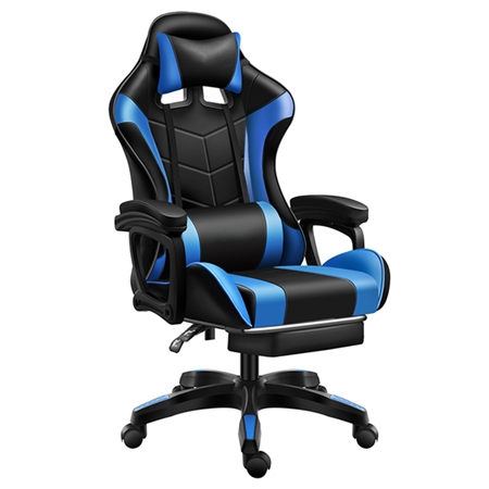 Gaming Chair with Footrest Blue Black