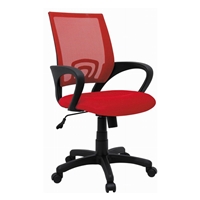 QZY MidBack Chair with Wheels Red Fabric